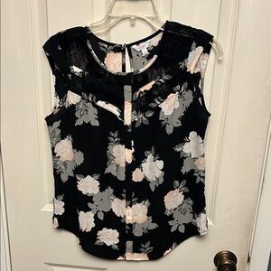 Candie's Black and Gray Floral Lace Blouse